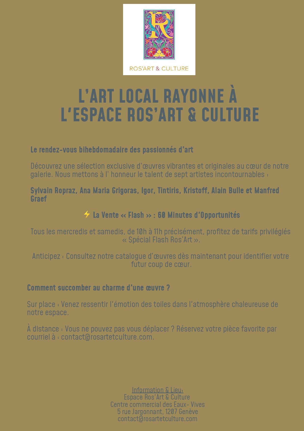 Flyer L'art local rayonne à l'Espace Ros'Art & Culture